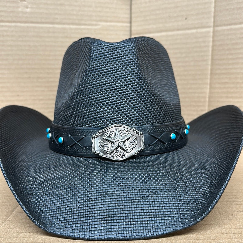 Star Concho w/Leather Band ST-100 Straw Hat