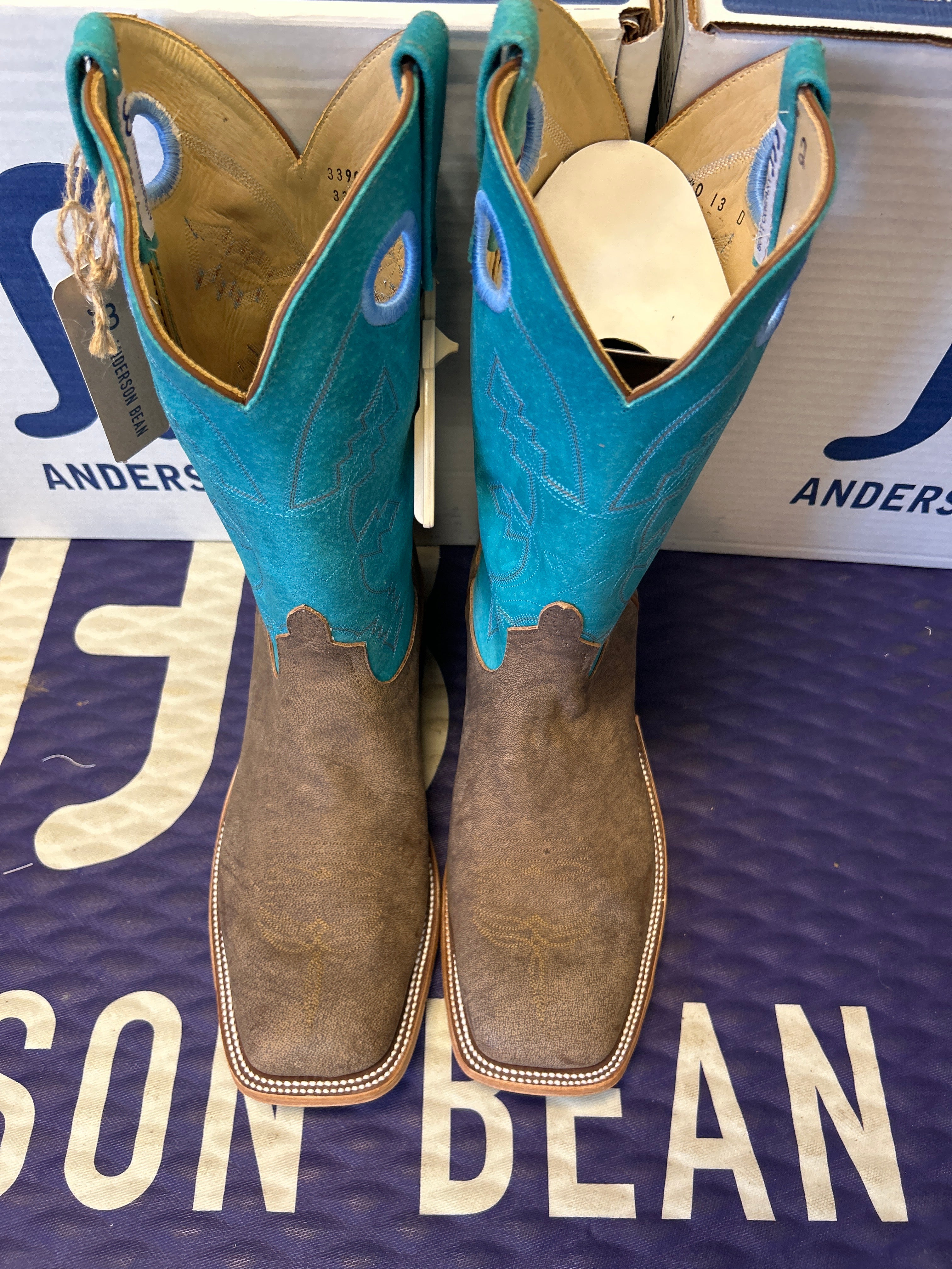 Men's Anderson Bean 12 Inch Shaft Eastwood Camel Wide Square Toe Boots