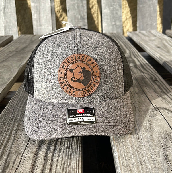 Mississippi Cattle Company Caramel Logo Leather Patch Richardson 115CH Low Profile Adjustable Snap Back Cap