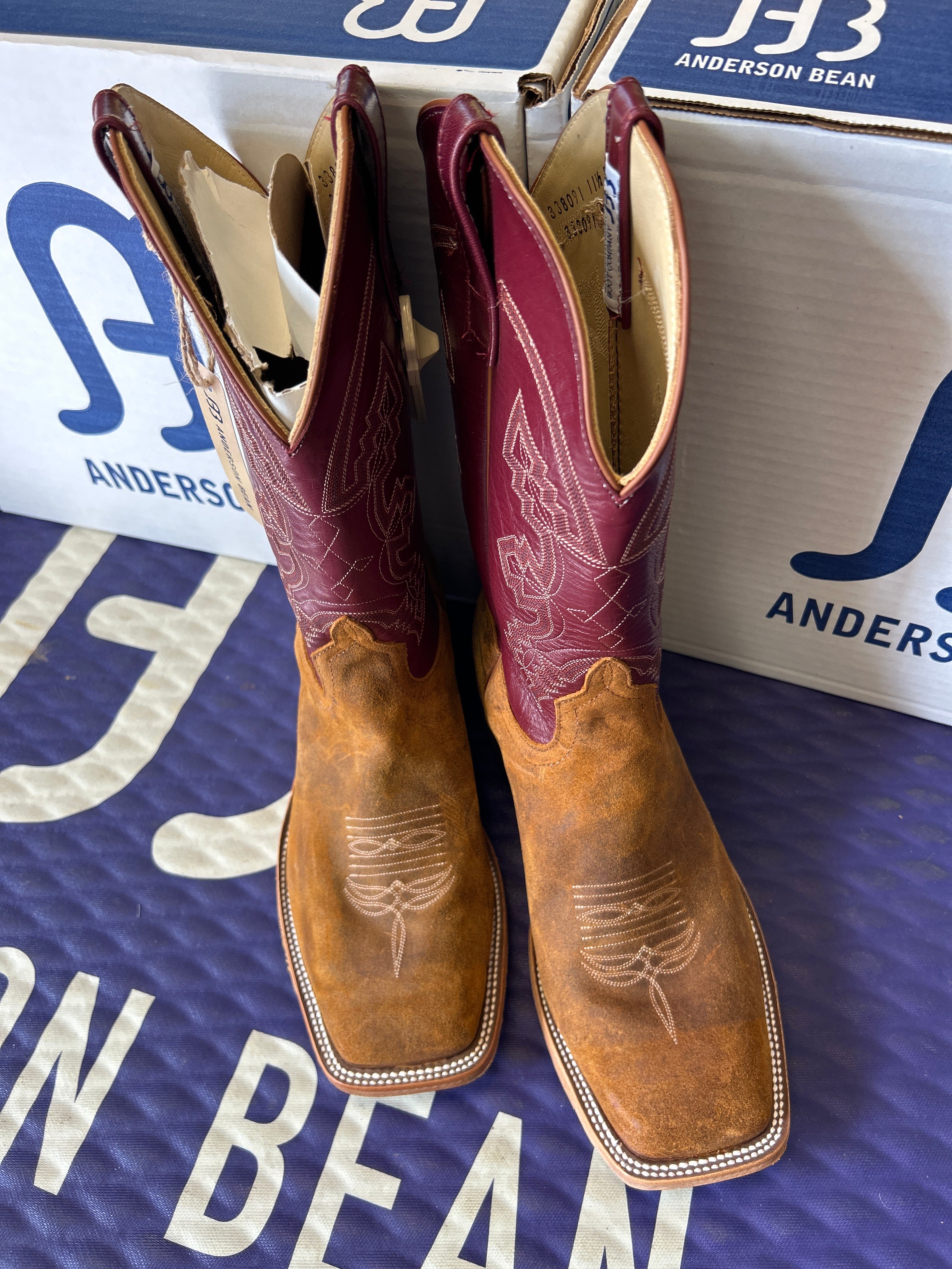 Men's Anderson Bean 12 Inch Shaft Wheatbuck Waxy Kudu Wide Square Toe