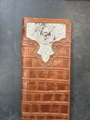 Top Notch Accessories 123BR Brown Alligator Print w/Horseshoe & Longhorn Concho Wallet
