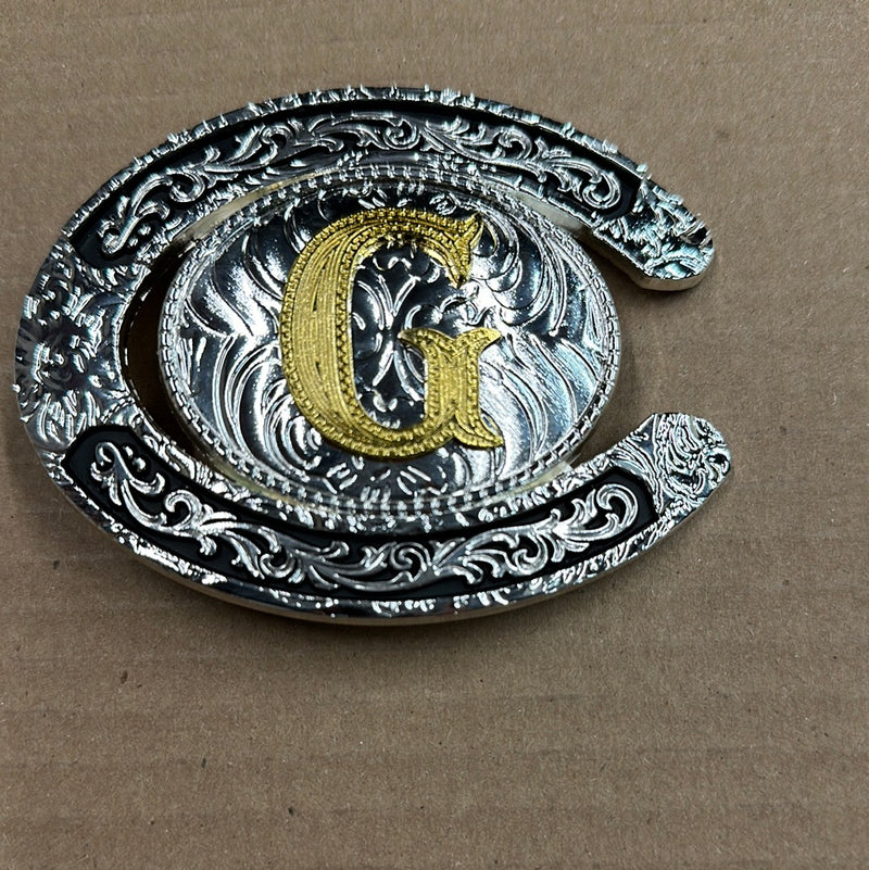 Top Notch Accessories Oval Horseshoe Initial Buckle