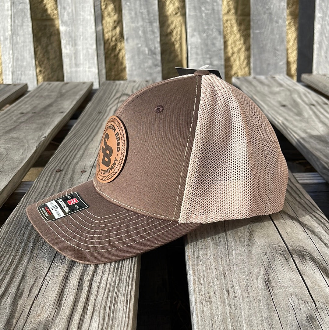 Southern Bred Apparel Company Caramel Leather Logo Patch Richardson 112PL R-Flex Caps (2 Colors)