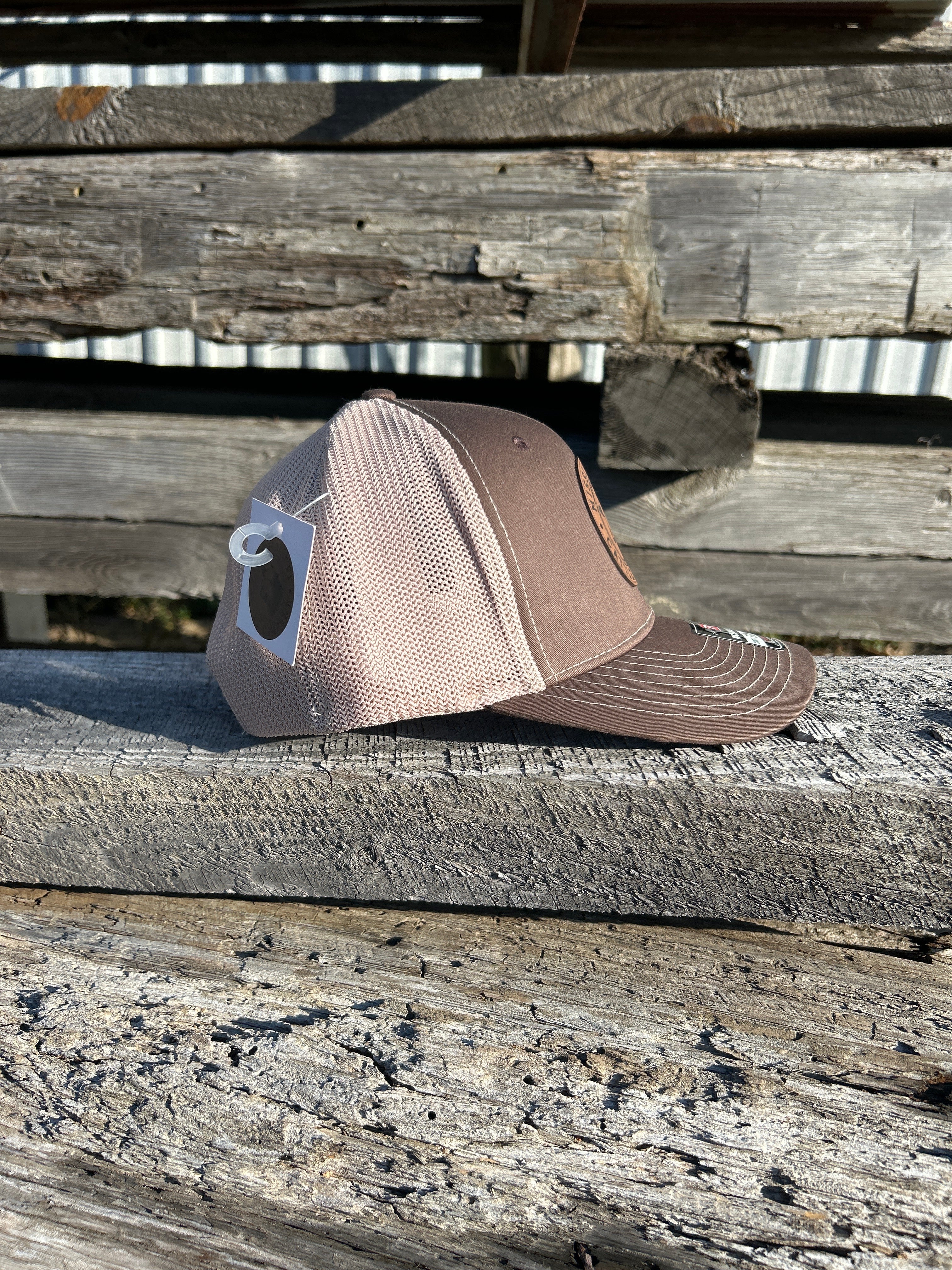 Mississippi Cattle Company "MCC #11" Caramel Leather Logo Patch 112PL R-Flex Caps (3 Colors)