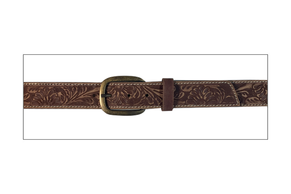 Cowgirls Rock 9636300 Brown 1 1/2" Floral Tooled Leather Belt