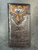 Top Notch Accessories 126CF Coffee Alligator Print With Bull Rider Concho Wallet