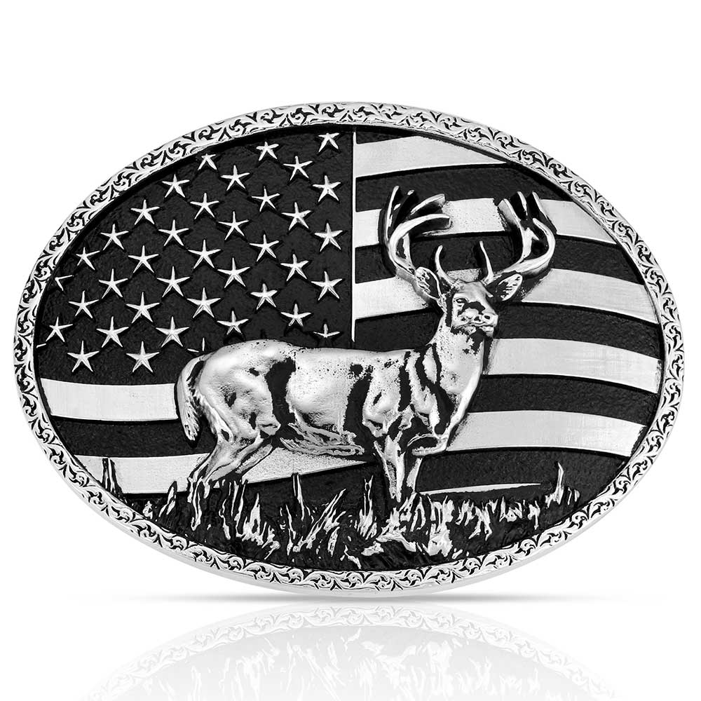 Montana Silversmiths Hunter's Stars and Stripes Attitude Buckle
