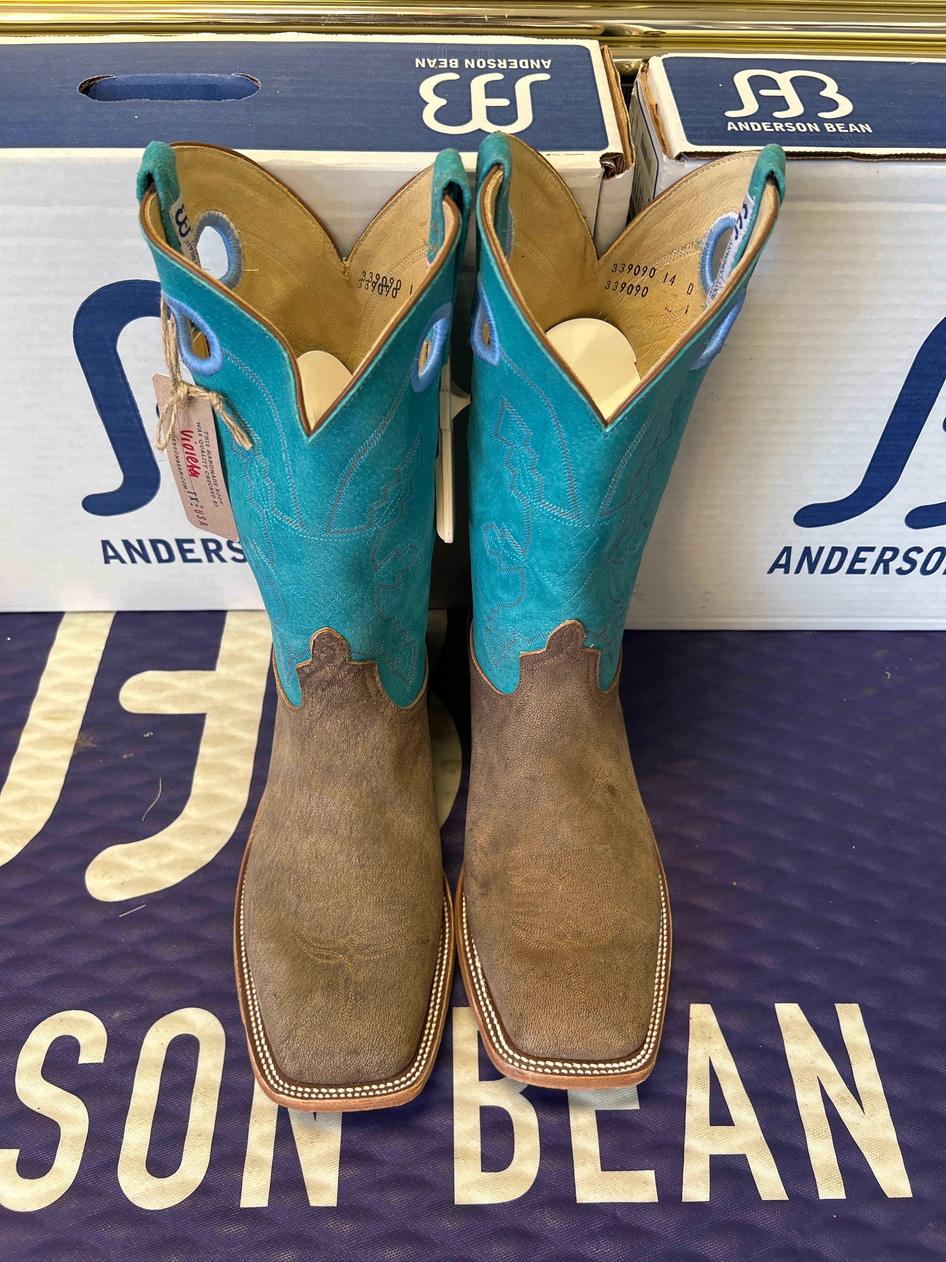 Men's Anderson Bean 12 Inch Shaft Eastwood Camel Wide Square Toe Boots