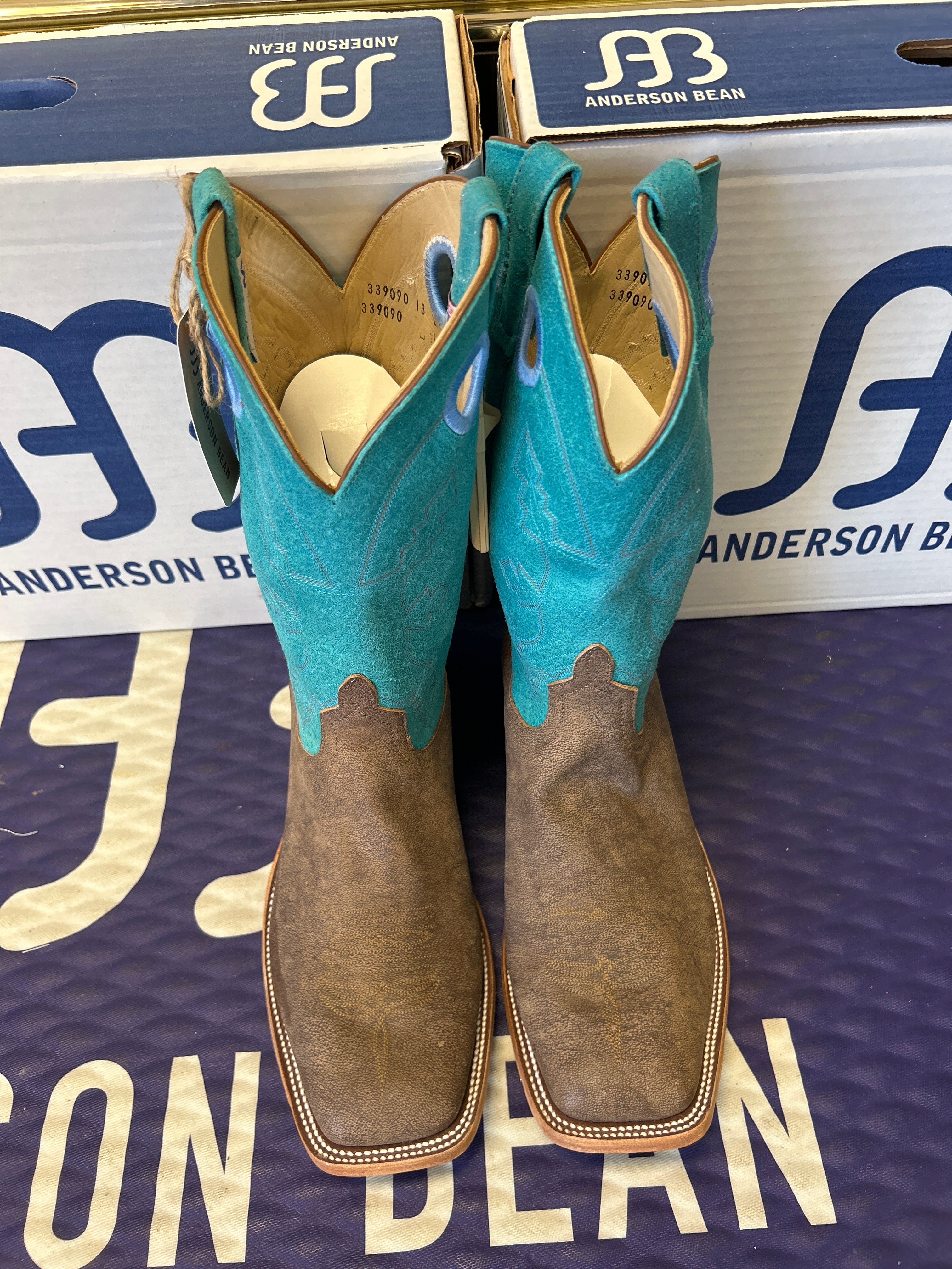 Men's Anderson Bean 12 Inch Shaft Eastwood Camel Wide Square Toe Boots