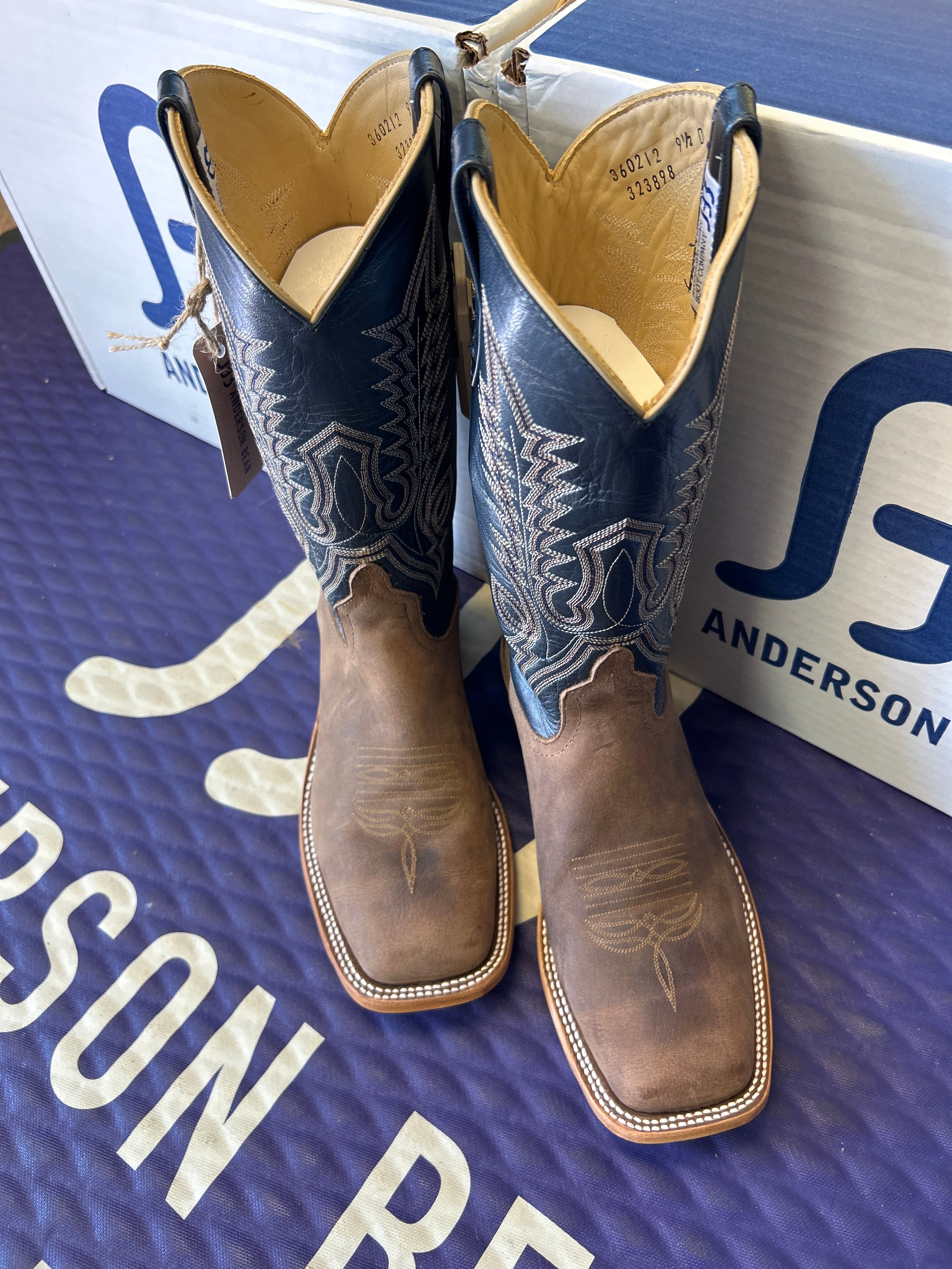 Men's Anderson Bean 12 Inch Shaft Sand Angry Elk Wide Square Toe Boots
