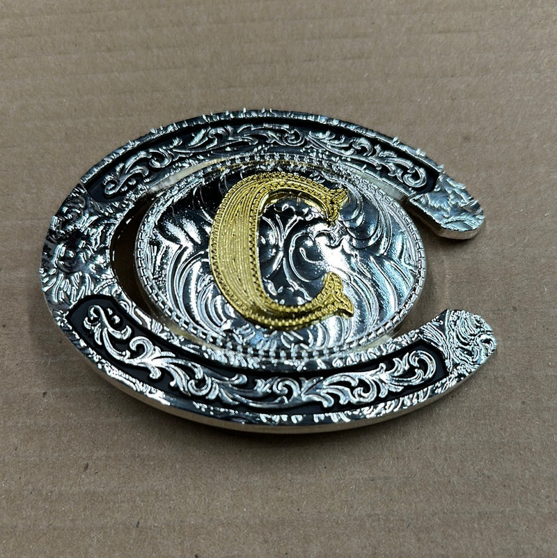 Top Notch Accessories Oval Horseshoe Initial Buckle