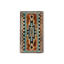 Ariat A3560002 Men's Rodeo Style Wallet Turquoise Outline Southwestern Brown