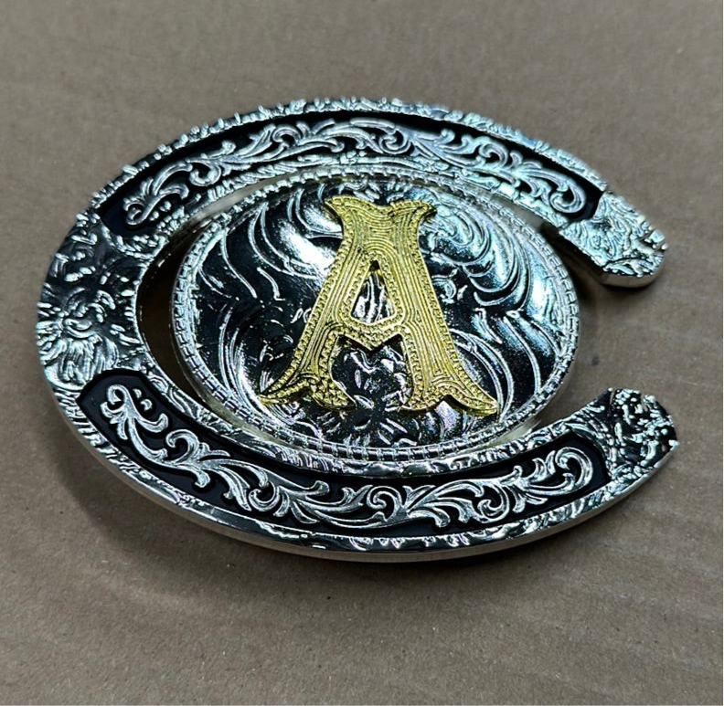 Top Notch Accessories Oval Horseshoe Initial Buckle