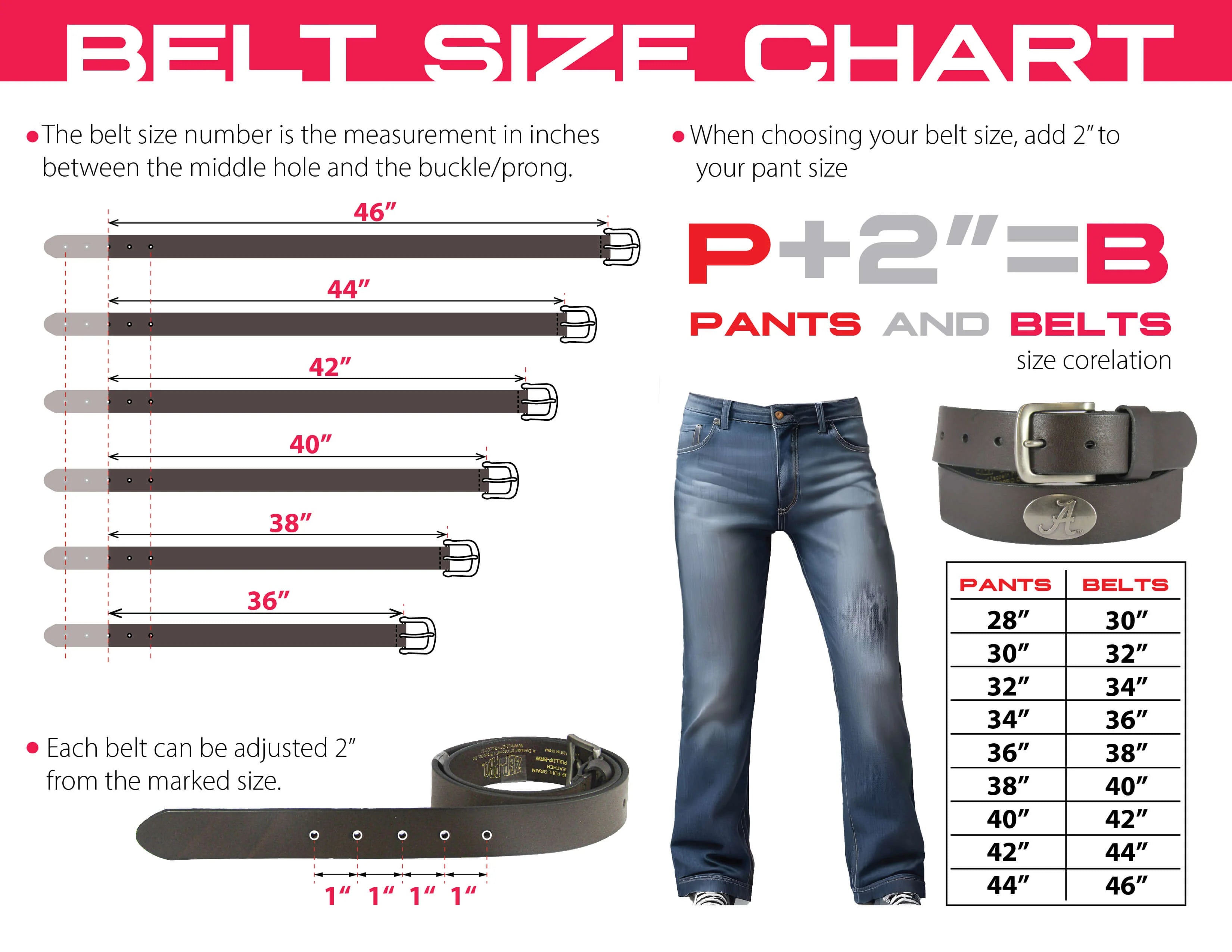 Zep-Pro belt size chart to help you purchase the right size.