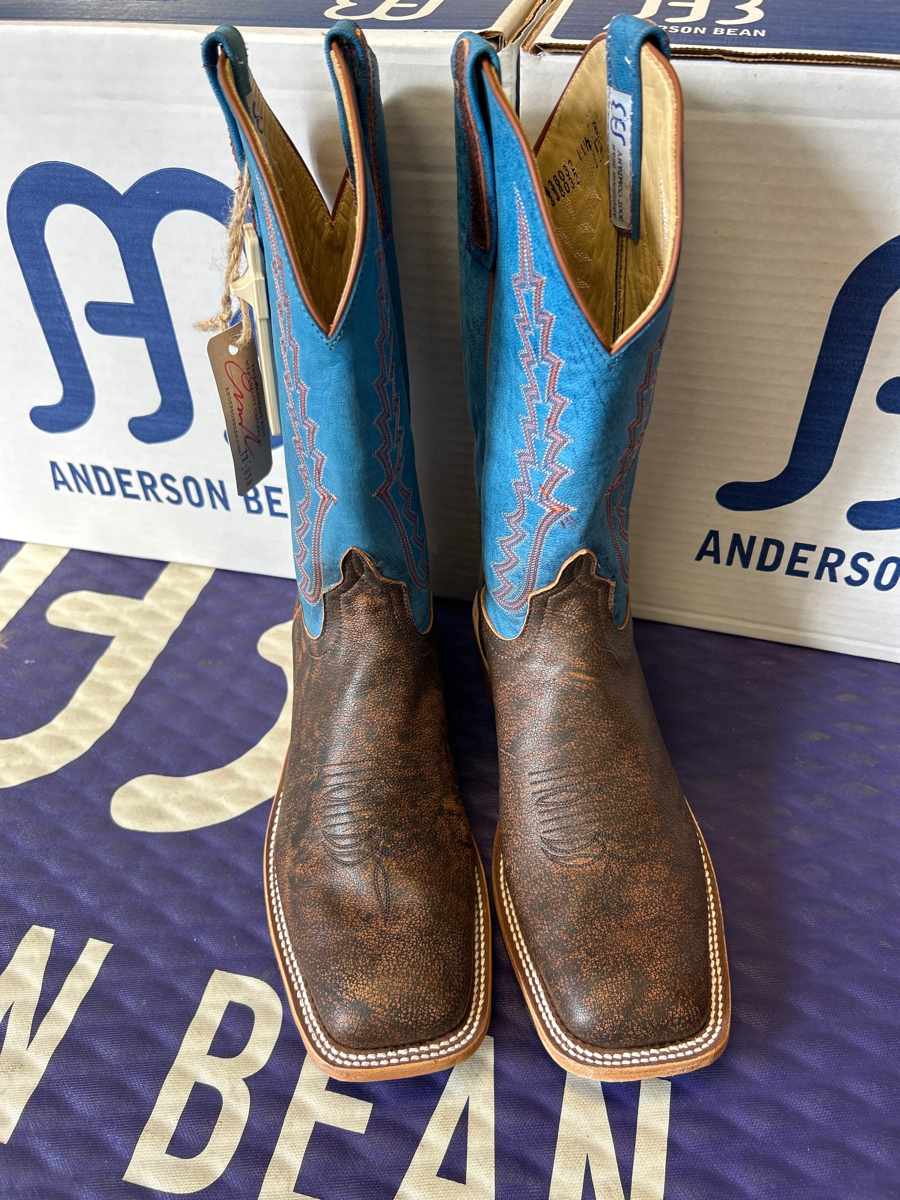 Men's Anderson Bean 12 Inch Shaft Cognac Safari Cape Buffalo Wide Square Toe Boots CLOSEOUT