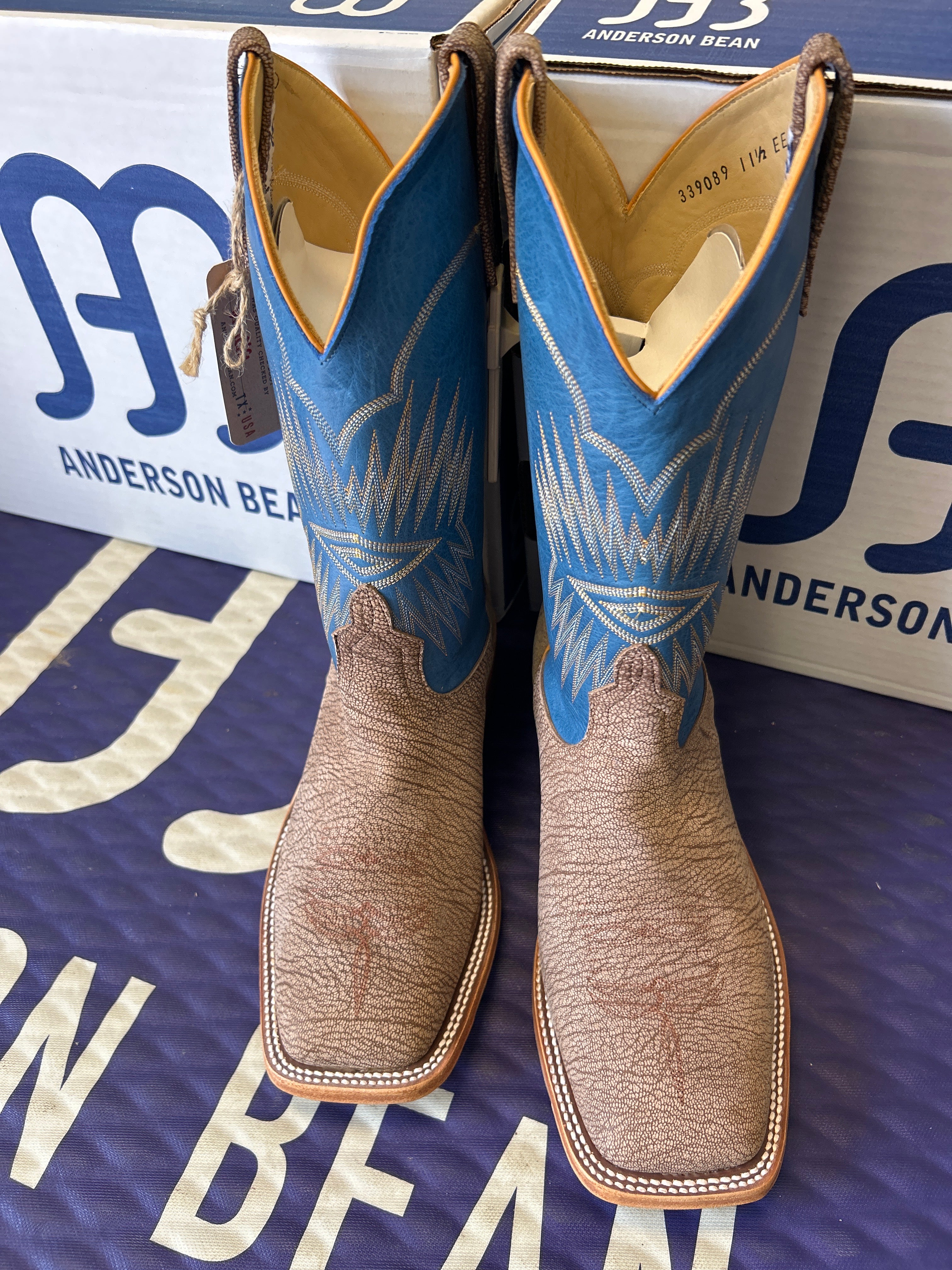 Men's Anderson Bean 12 Inch Shaft Tan Amazon Poseidon Goat Wide Square