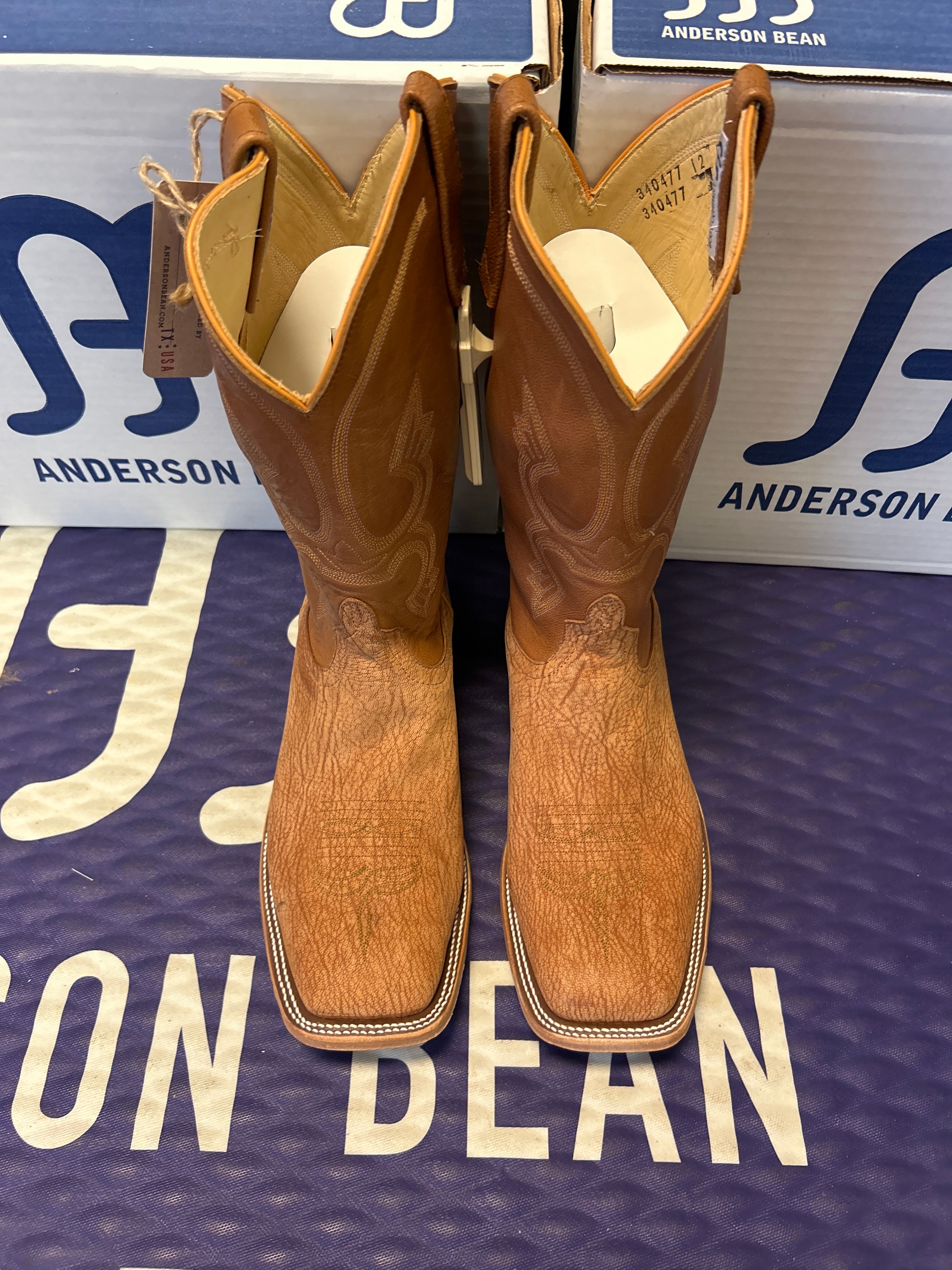Men's Anderson Bean 12 Inch Shaft Peanut Poseidon Goat Wide Square Toe Boots