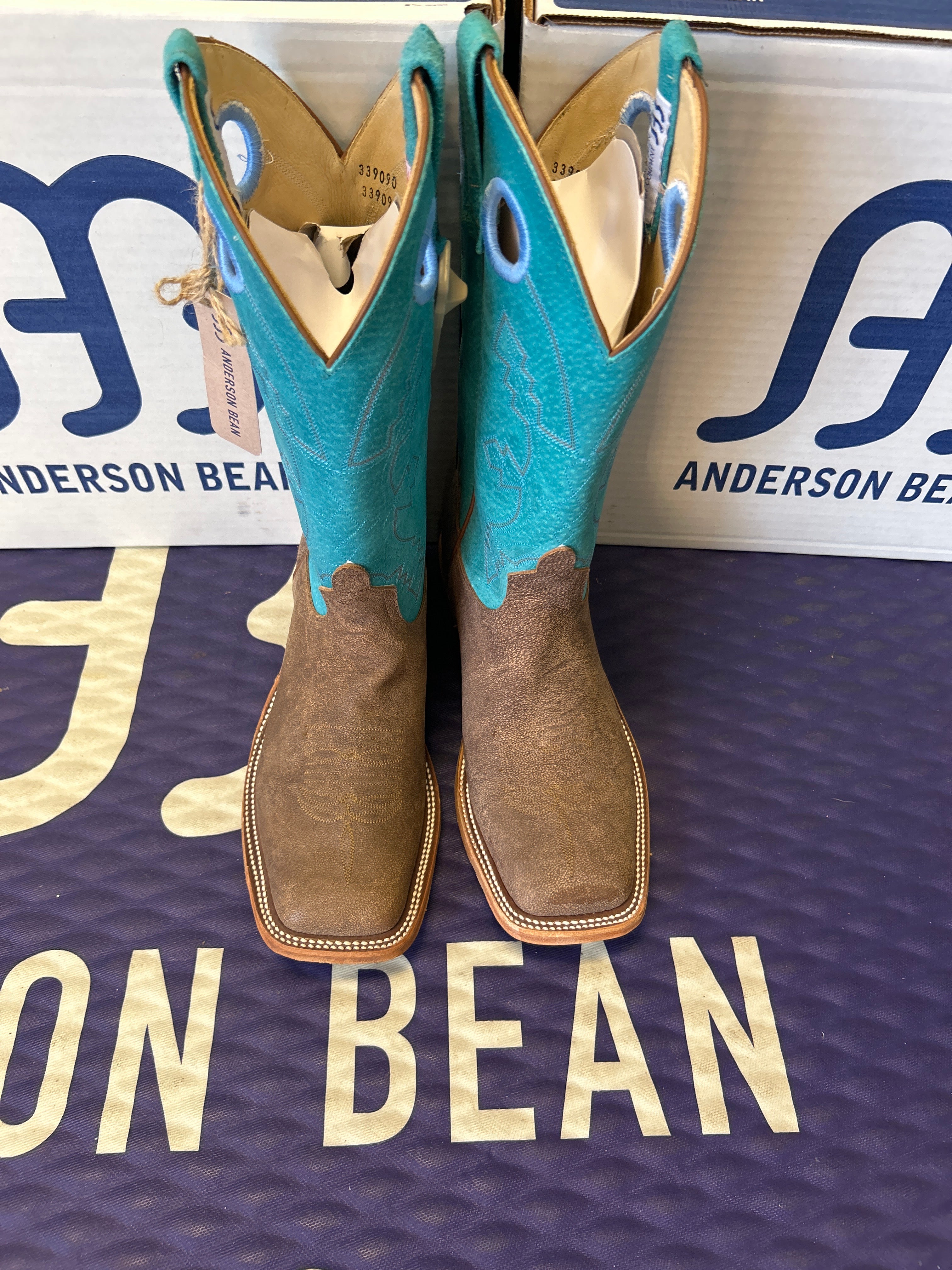 Men's Anderson Bean 12 Inch Shaft Eastwood Camel Wide Square Toe Boots