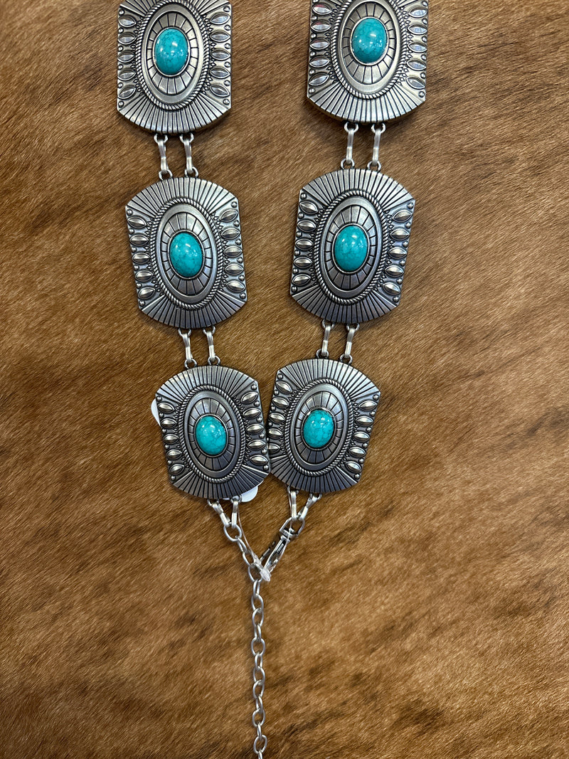 Turquoise And Silver Concho Belt