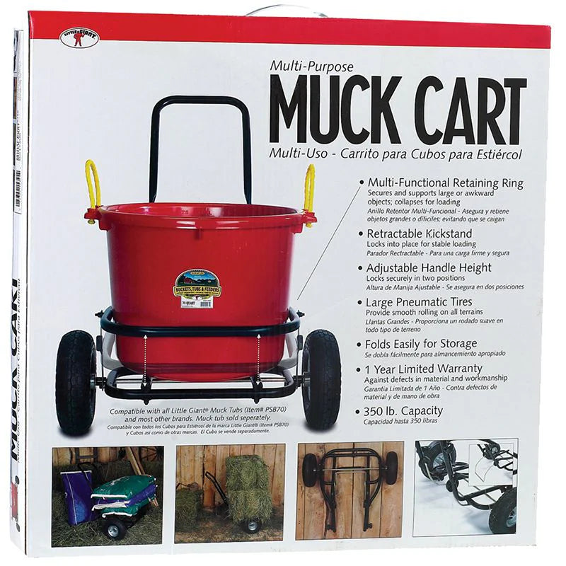 Black muck cart box photo showing cart features.