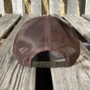 Southern Bred Caramel Leather Patch Richardson 112 Adjustable Snap Back Cap In Bark Duck