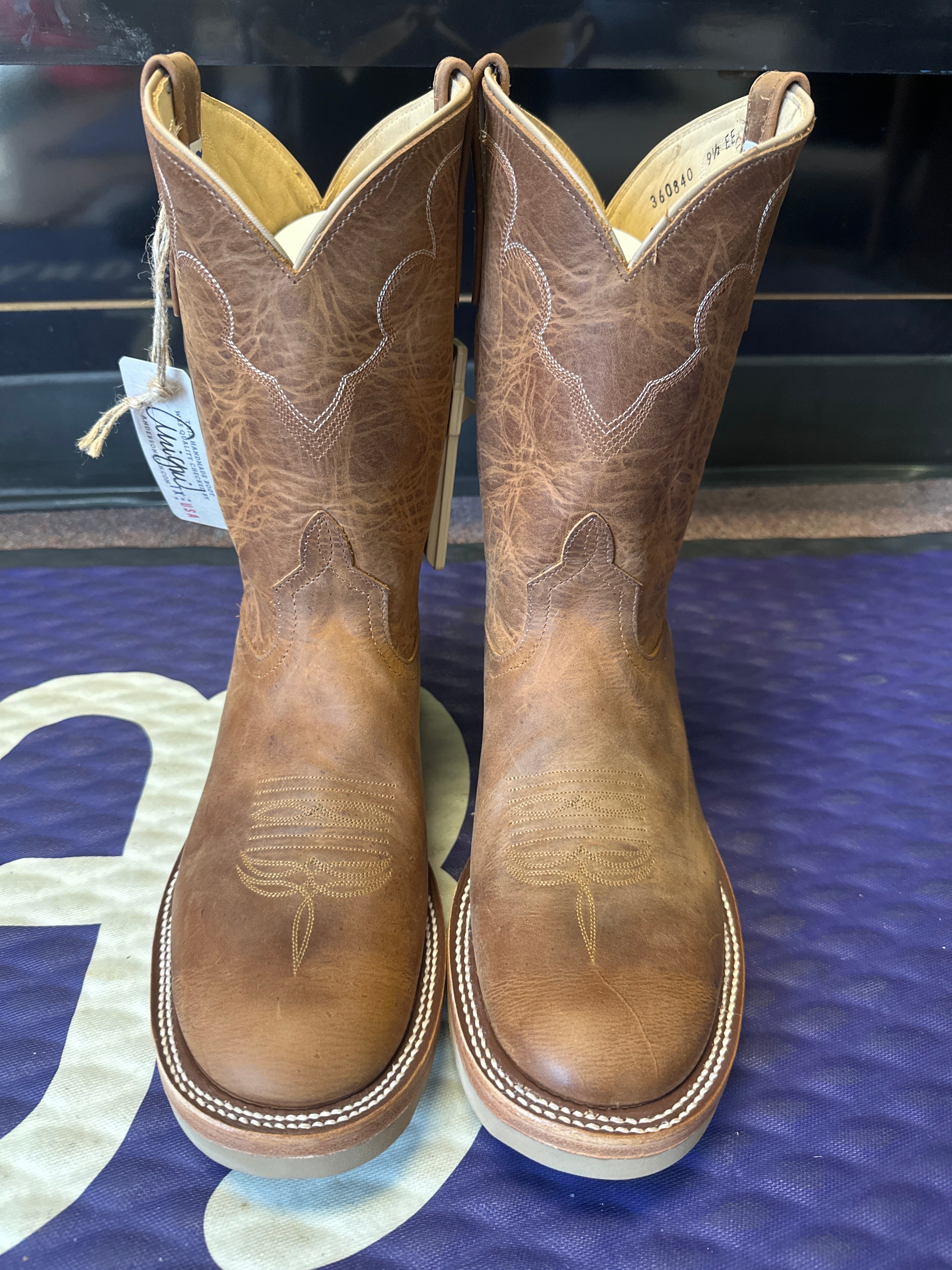 Men's Anderson Bean 10 Inch Shaft Vintage Cognac Old Town Roper Toe Crepe Sole Boots