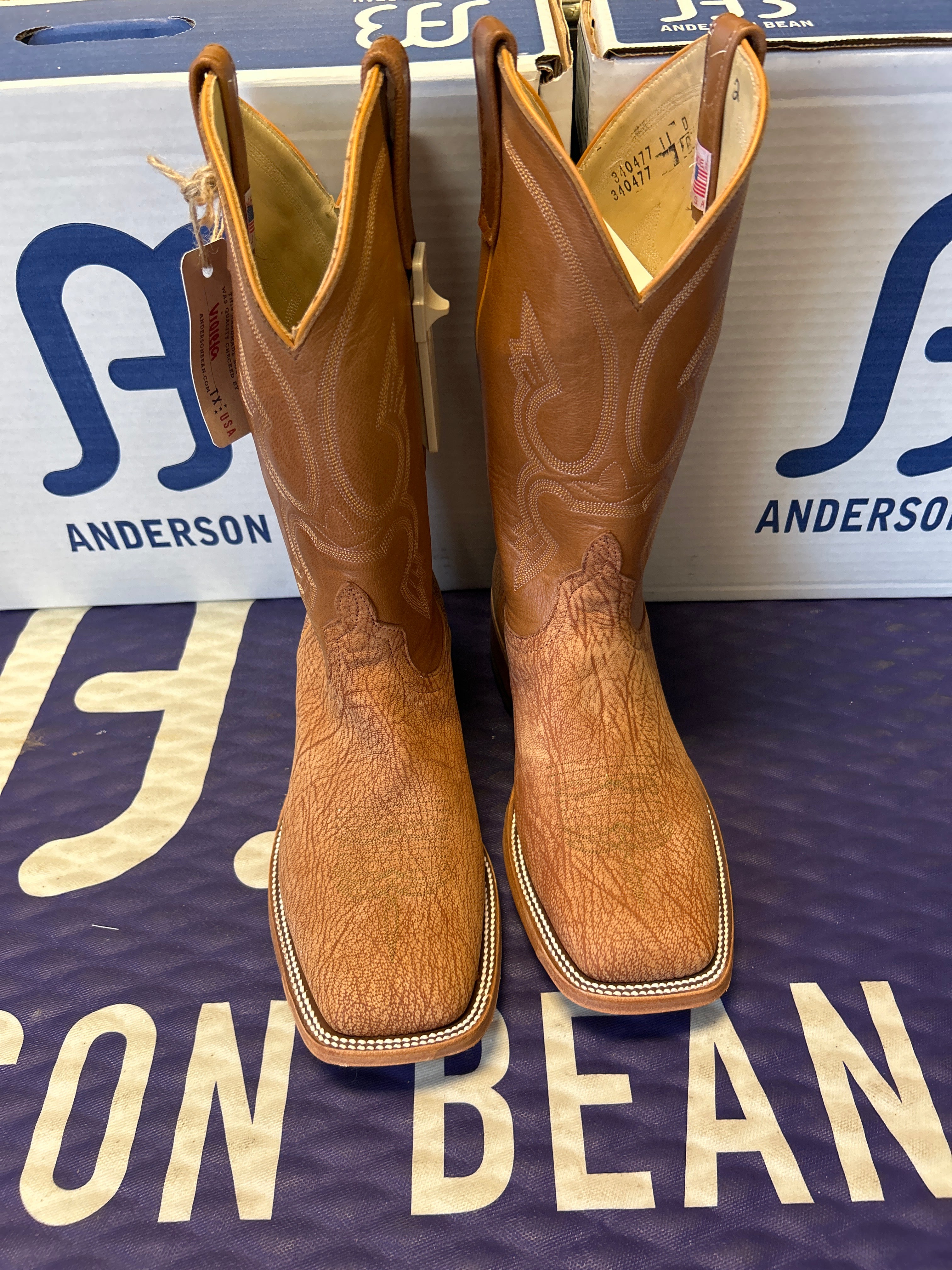 Men's Anderson Bean 12 Inch Shaft Peanut Poseidon Goat Wide Square Toe Boots