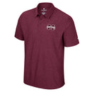 Men's Colosseum Athletics maroon short sleeve polo shirt with 'Mississippi State'  logo on left chest.