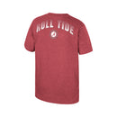 Colosseum youth short sleeve T-shirt in Crimson with a 'Roll Tide' graphic print. Rear View