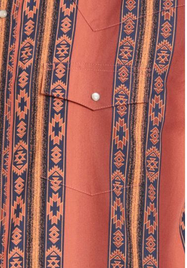 Men's Wrangler 112351473 Checotah Long Sleeve Western Snap Print Shirt