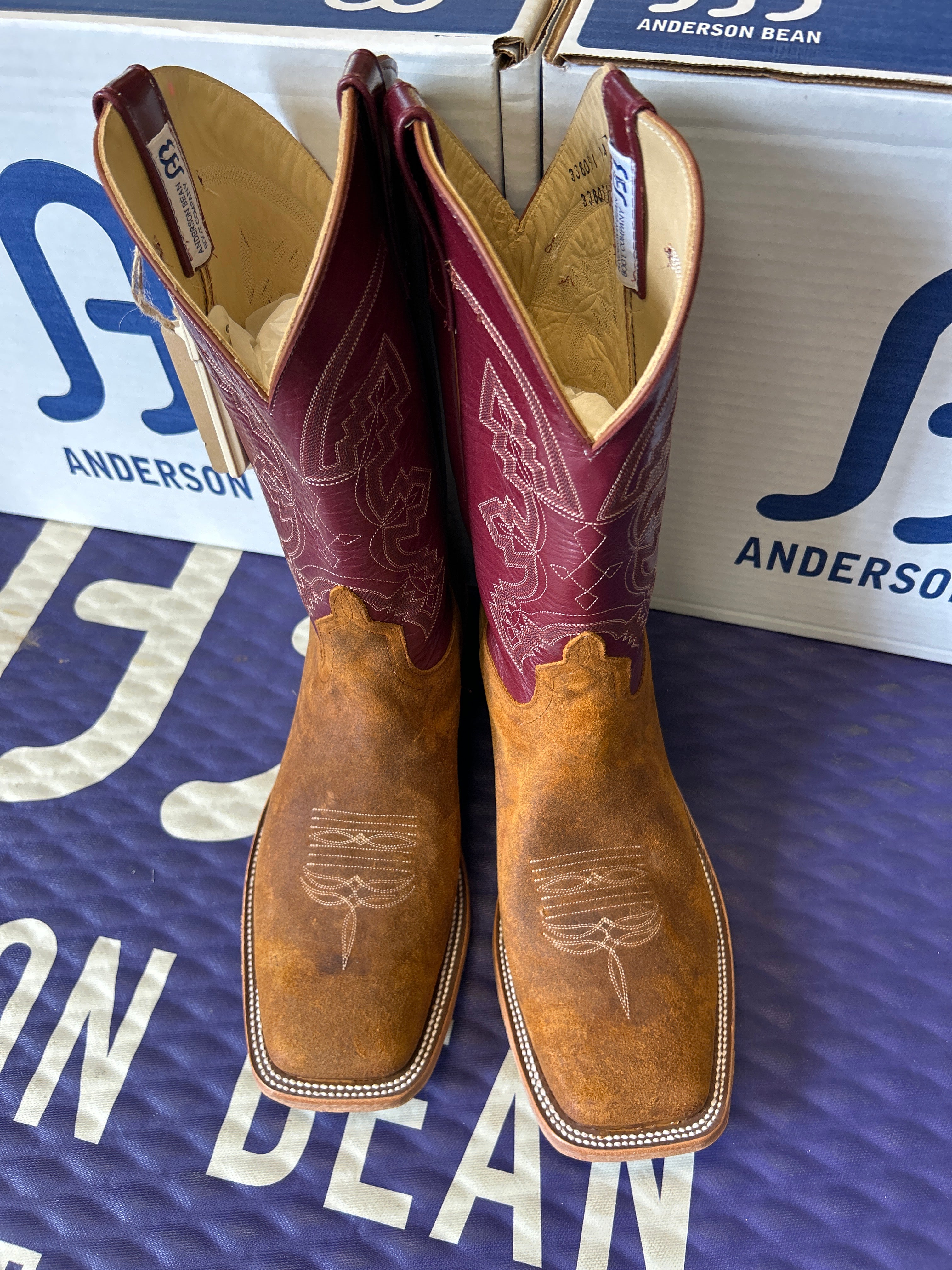 Men's Anderson Bean 12 Inch Shaft Wheatbuck Waxy Kudu Wide Square Toe