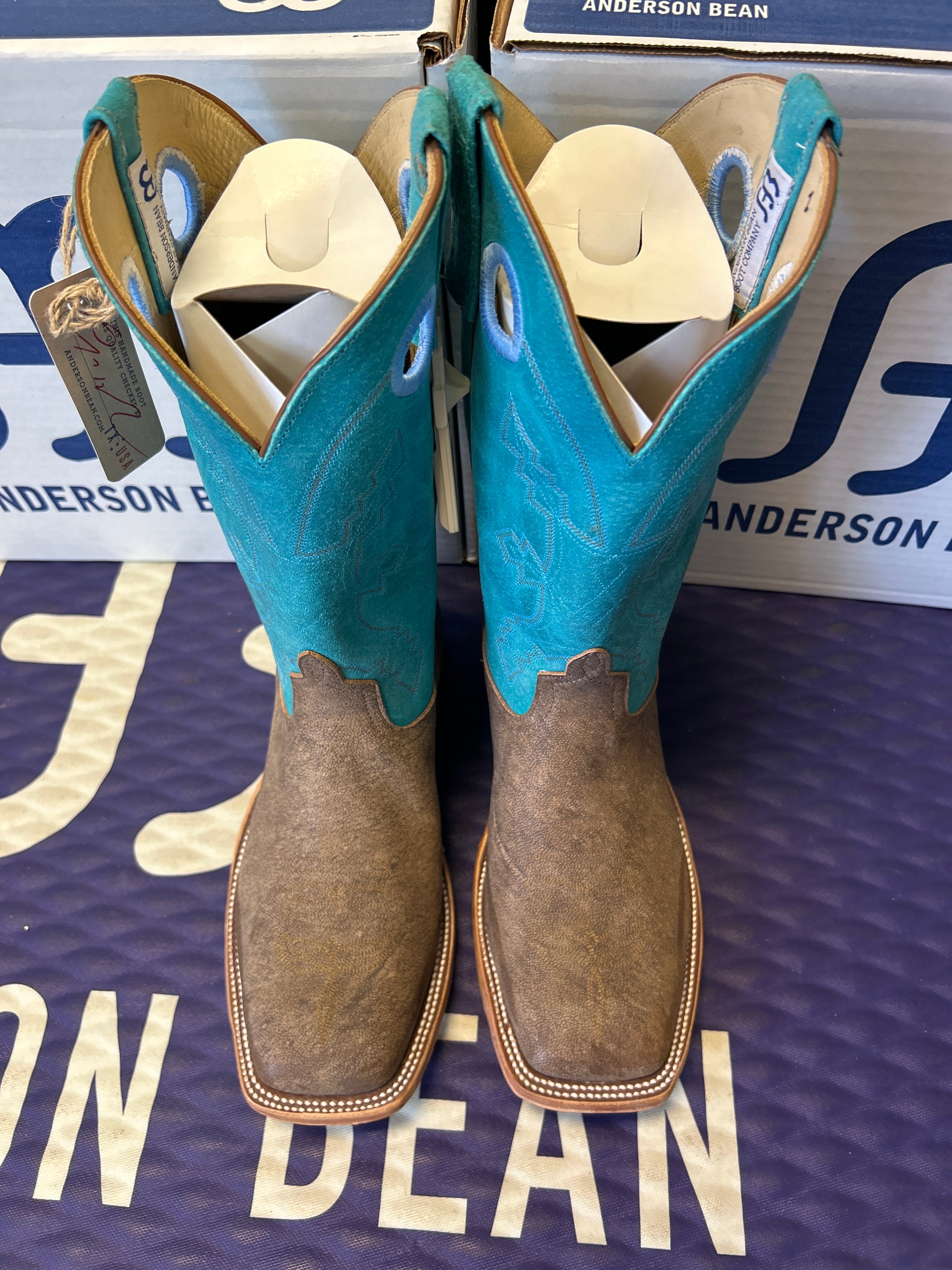 Men's Anderson Bean 12 Inch Shaft Eastwood Camel Wide Square Toe Boots