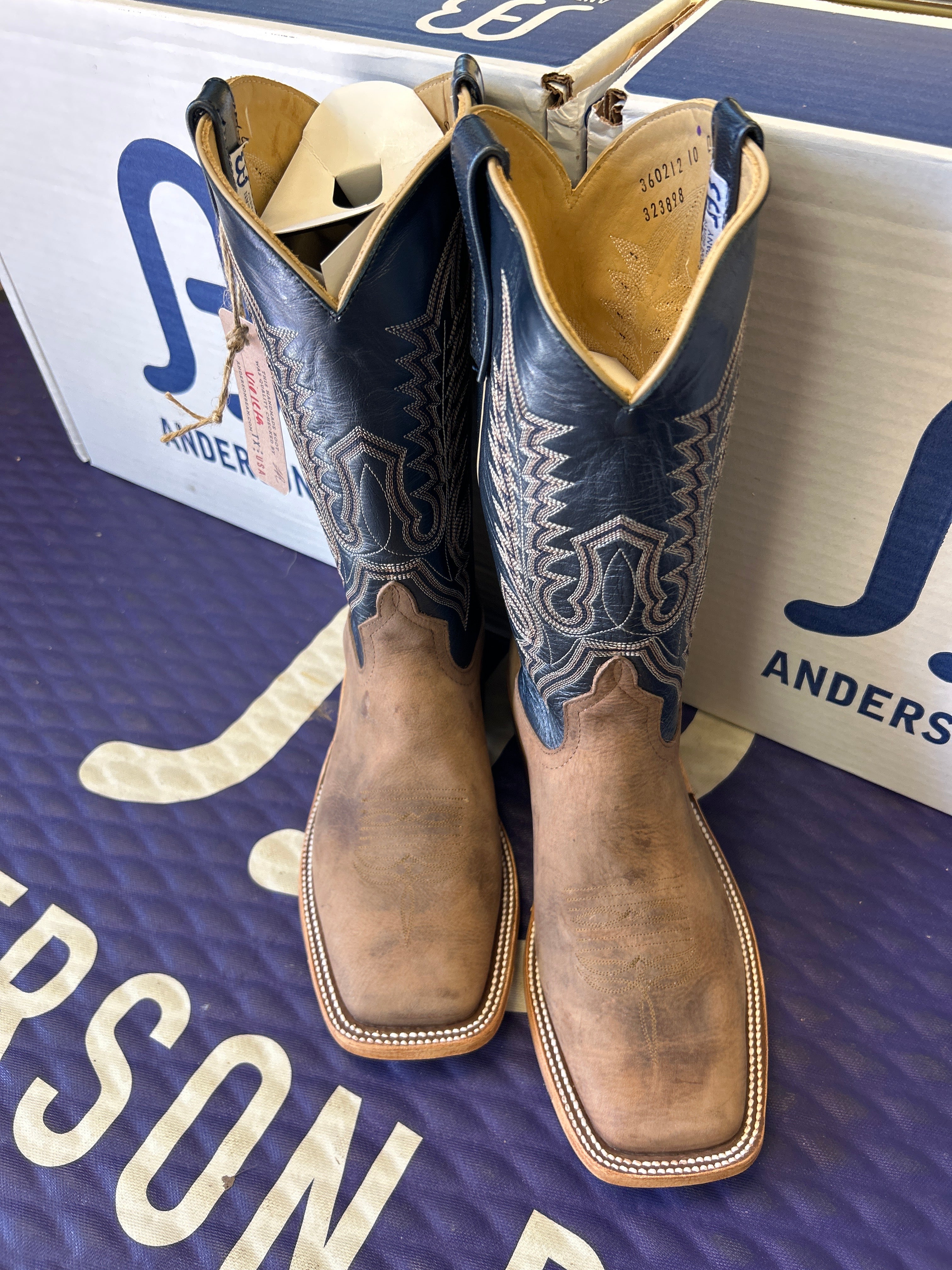 Men's Anderson Bean 12 Inch Shaft Sand Angry Elk Wide Square Toe Boots