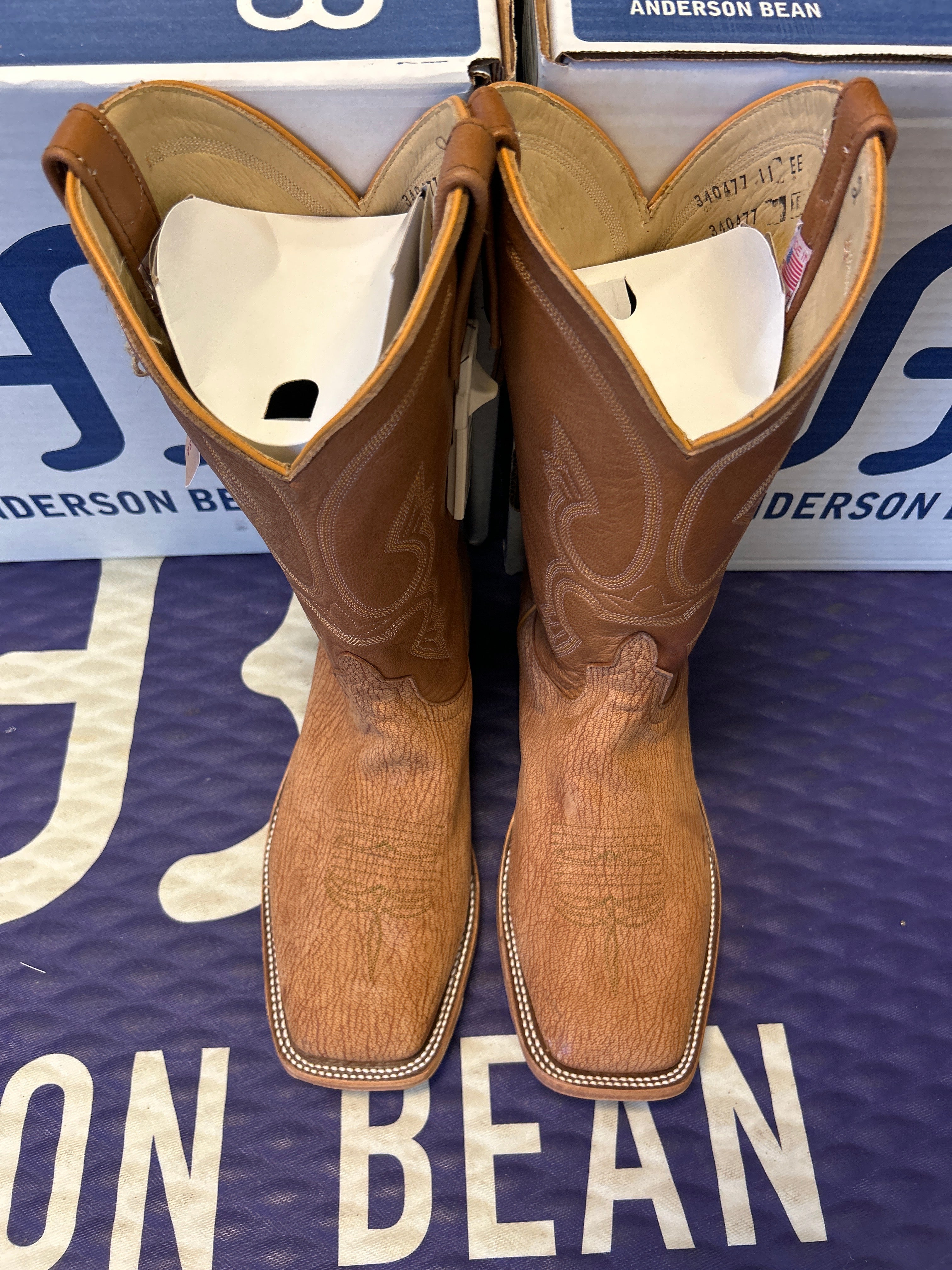 Men's Anderson Bean 12 Inch Shaft Peanut Poseidon Goat Wide Square Toe Boots