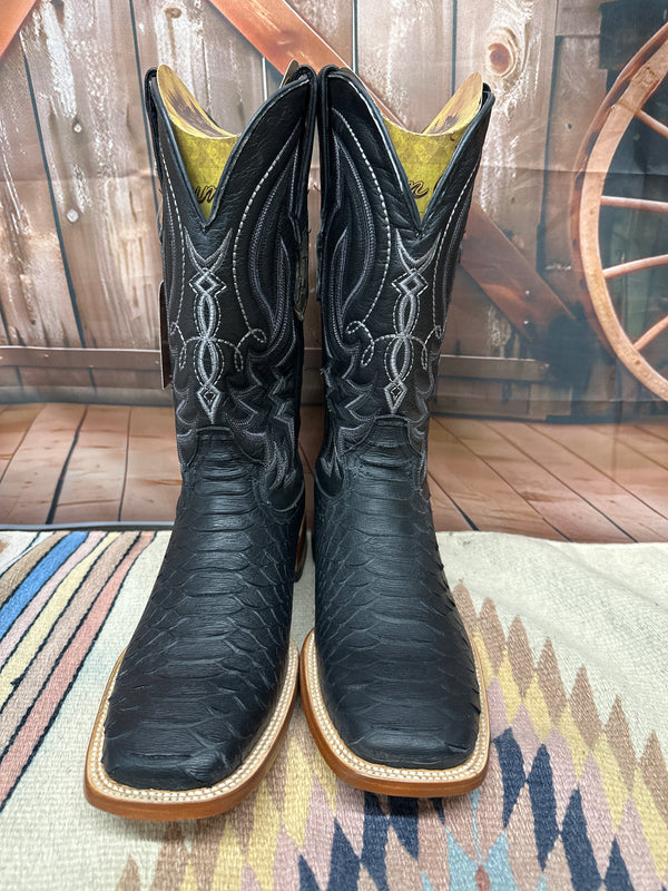 Men's Tanner Mark 12" Black Imitation Python Wide Square Toe