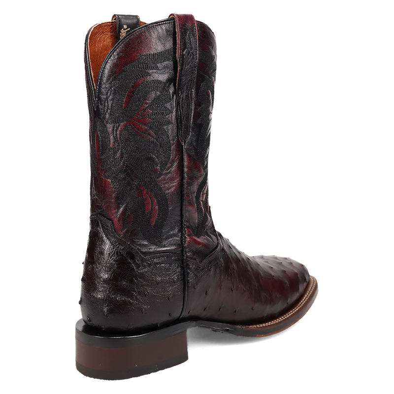 Dan Post DP5012 Men's 11" Alamosa Black Cherry Full Quill Ostrich Wide Square Toe