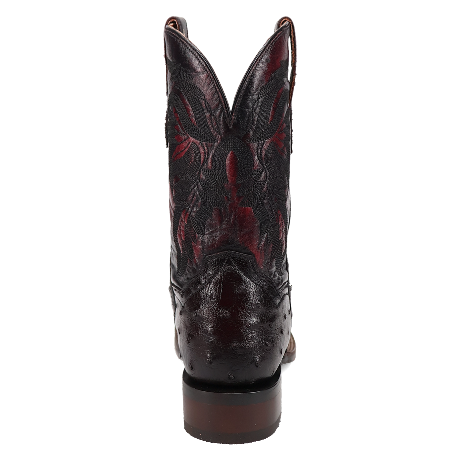 Dan Post DP5012 Men's 11" Alamosa Black Cherry Full Quill Ostrich Wide Square Toe Boots *Closeout*
