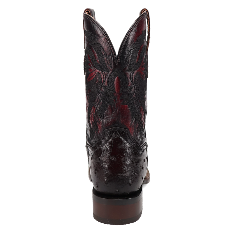 Dan Post DP5012 Men's 11" Alamosa Black Cherry Full Quill Ostrich Wide Square Toe