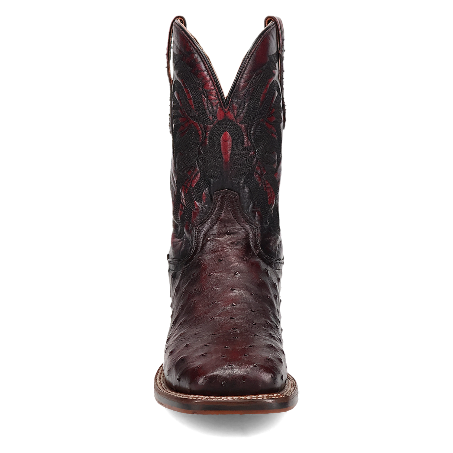 Dan Post DP5012 Men's 11" Alamosa Black Cherry Full Quill Ostrich Wide Square Toe Boots *Closeout*