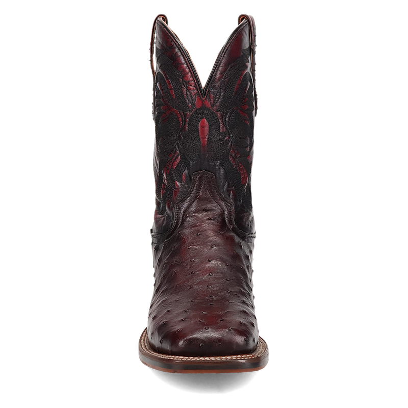 Dan Post DP5012 Men's 11" Alamosa Black Cherry Full Quill Ostrich Wide Square Toe