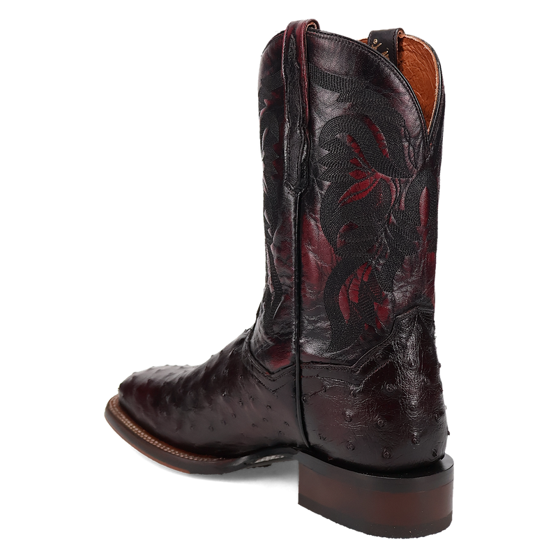 Dan Post DP5012 Men's 11" Alamosa Black Cherry Full Quill Ostrich Wide Square Toe