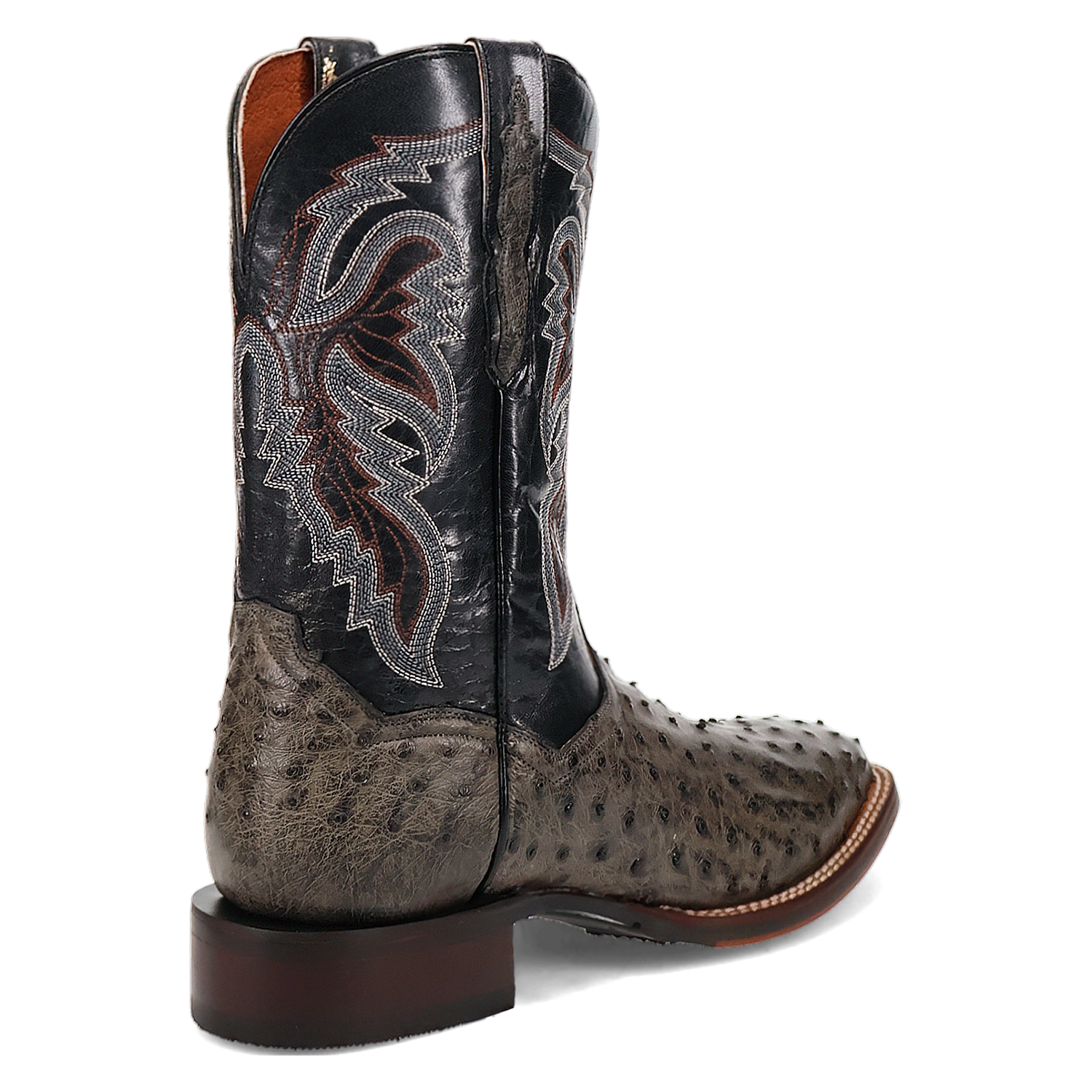 Dan Post DP5013 11" Alamosa Grey Full Quill Ostrich Wide Square Toe Boots
