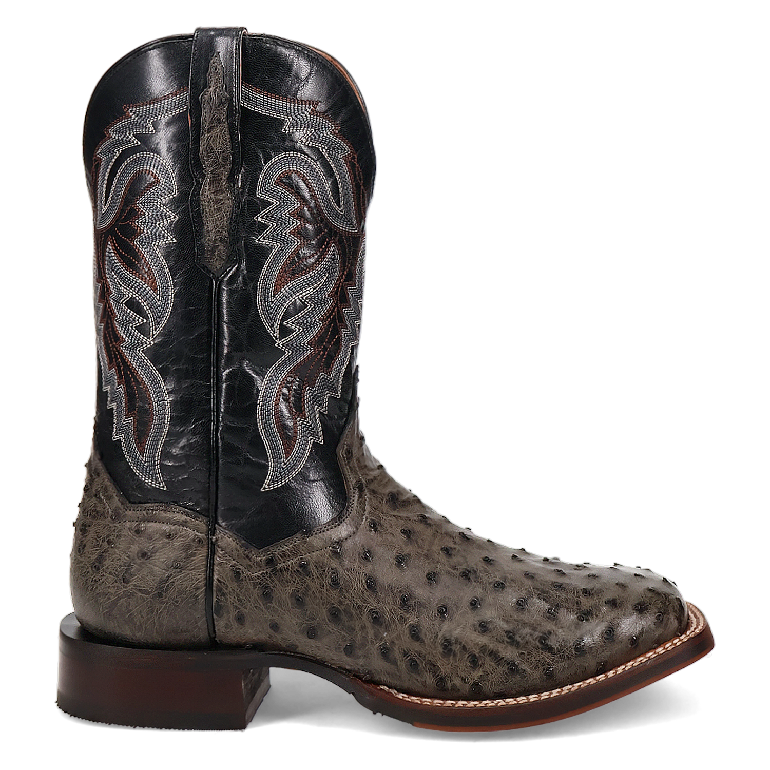 Dan Post DP5013 11" Alamosa Grey Full Quill Ostrich Wide Square Toe Boots