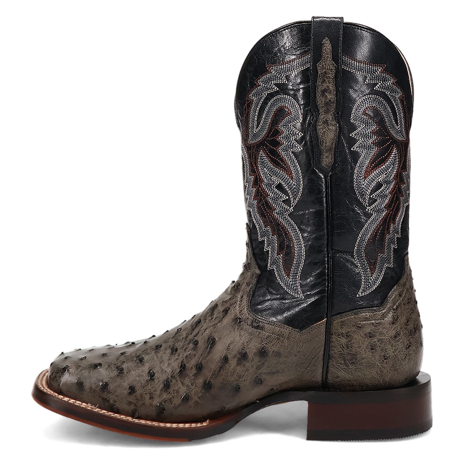 Dan Post DP5013 11" Alamosa Grey Full Quill Ostrich Wide Square Toe Boots