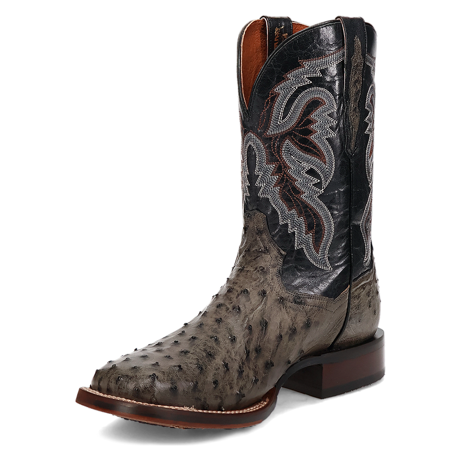 Dan Post DP5013 11" Alamosa Grey Full Quill Ostrich Wide Square Toe Boots