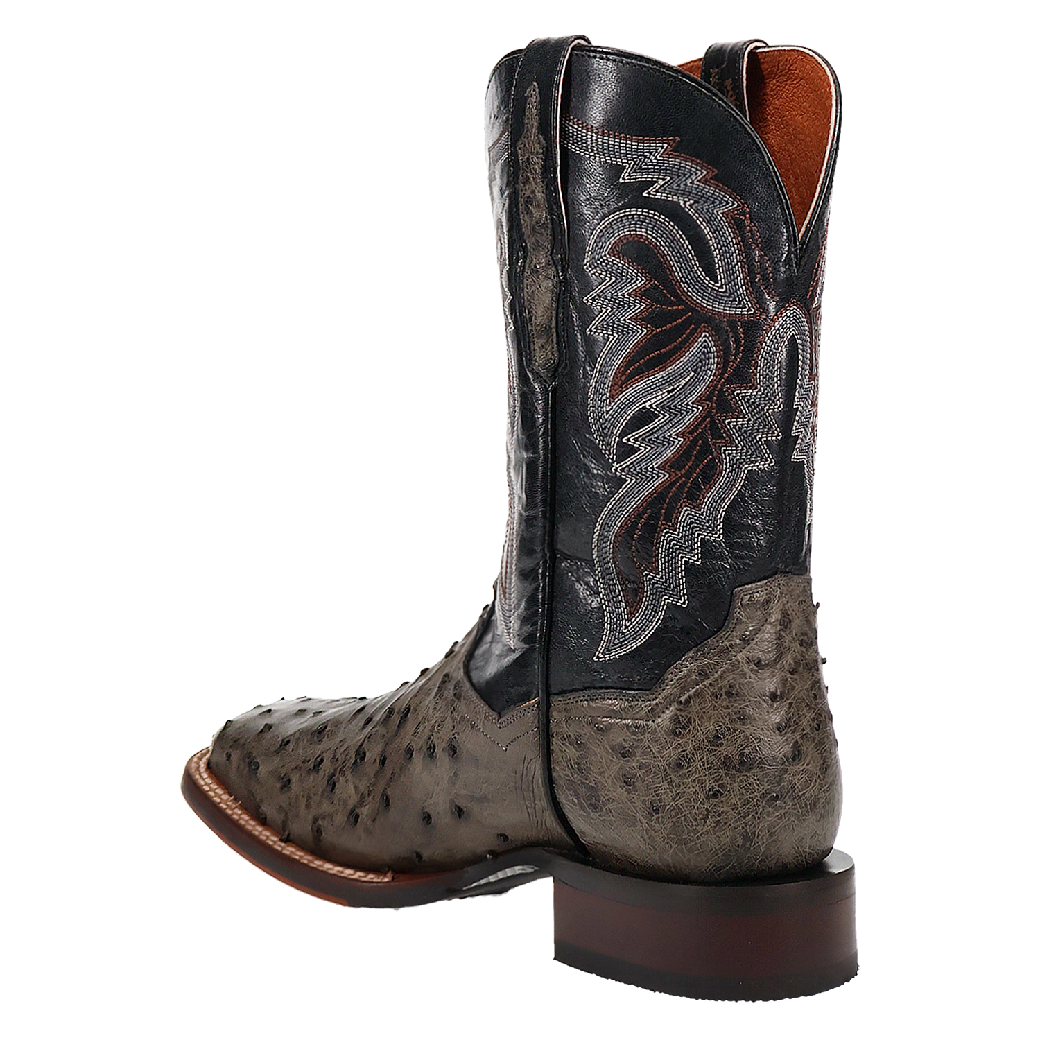 Dan Post DP5013 11" Alamosa Grey Full Quill Ostrich Wide Square Toe Boots