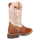 Dan Post DP6059 11" Martel Brown & Bone Full Quill Ostrich Wide Square Toe Boot With Saddle Vamp *Closeout*