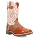 Dan Post DP6059 11" Martel Brown & Bone Full Quill Ostrich Wide Square Toe Boot With Saddle Vamp *Closeout*