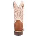 Dan Post DP6059 11" Martel Brown & Bone Full Quill Ostrich Wide Square Toe Boot With Saddle Vamp *Closeout*