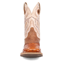 Dan Post DP6059 11" Martel Brown & Bone Full Quill Ostrich Wide Square Toe Boot With Saddle Vamp *Closeout*